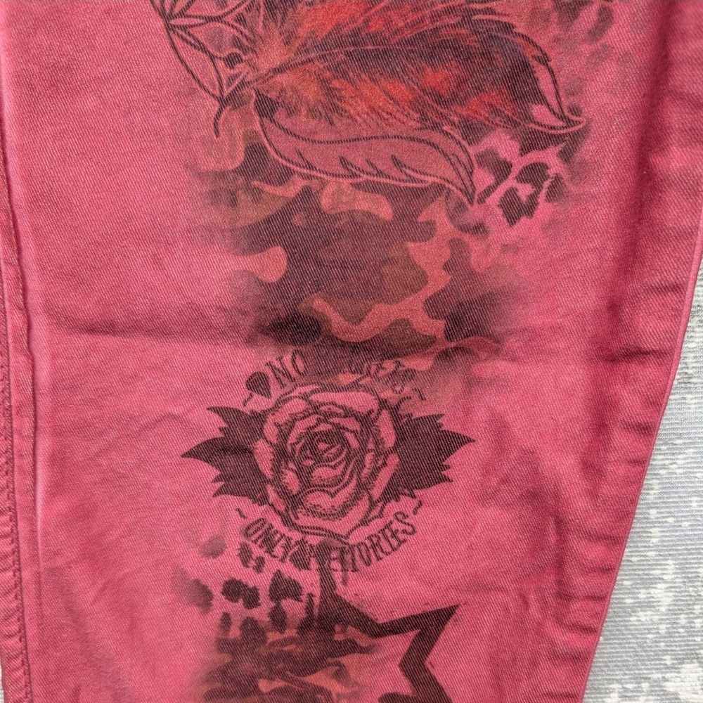 Gigi Moda Red Rock & Roll Graphic Print Button Fly Slim Pants Made in Italy XL - Picture 5 of 15